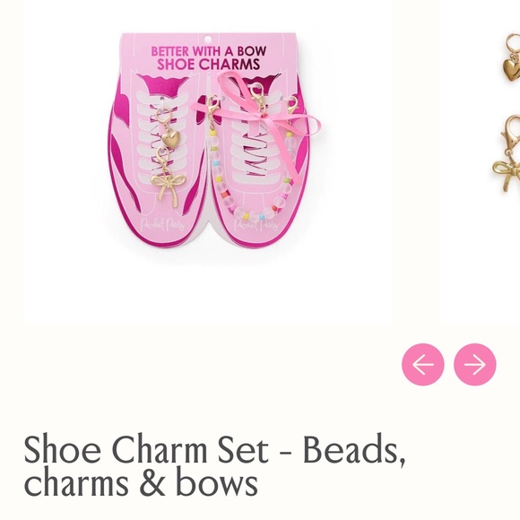 Packed Party Pink Shoe Charm Set with Pastel Beads and Silver Bows - Picture 2 of 2